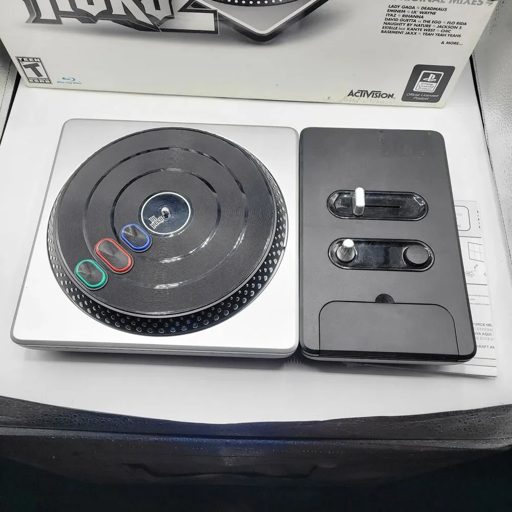Playstation PS3 DJ Hero 2 Wireless Turntable Model No 95837809 No Dongle W/ Box